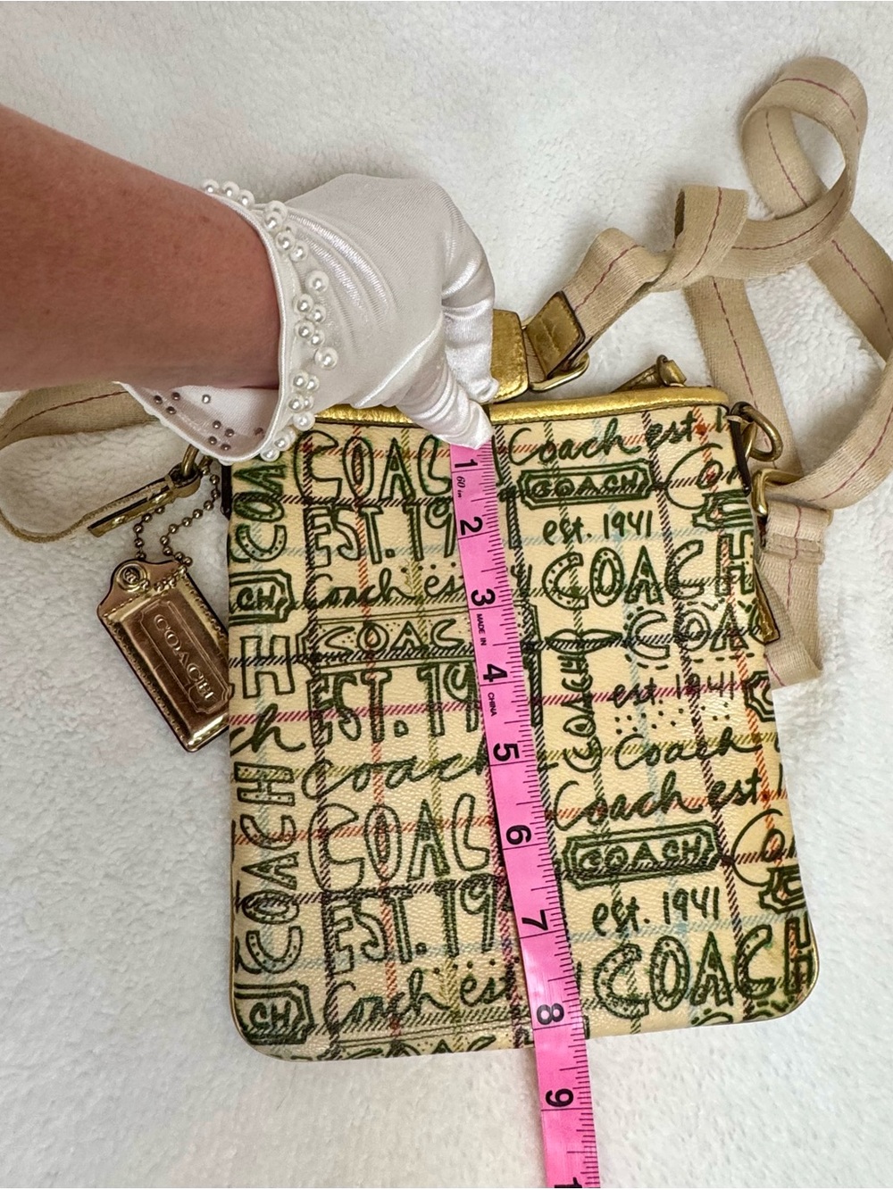Coach Scribble Plaid Crossbody Bag Gold Trim Y2K Style 10993 - Picture 16 of 16